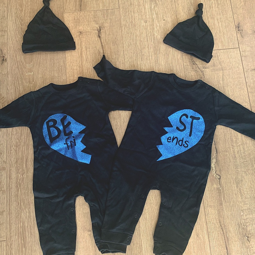 Best Friends onesie & hat set sz 7-9 months